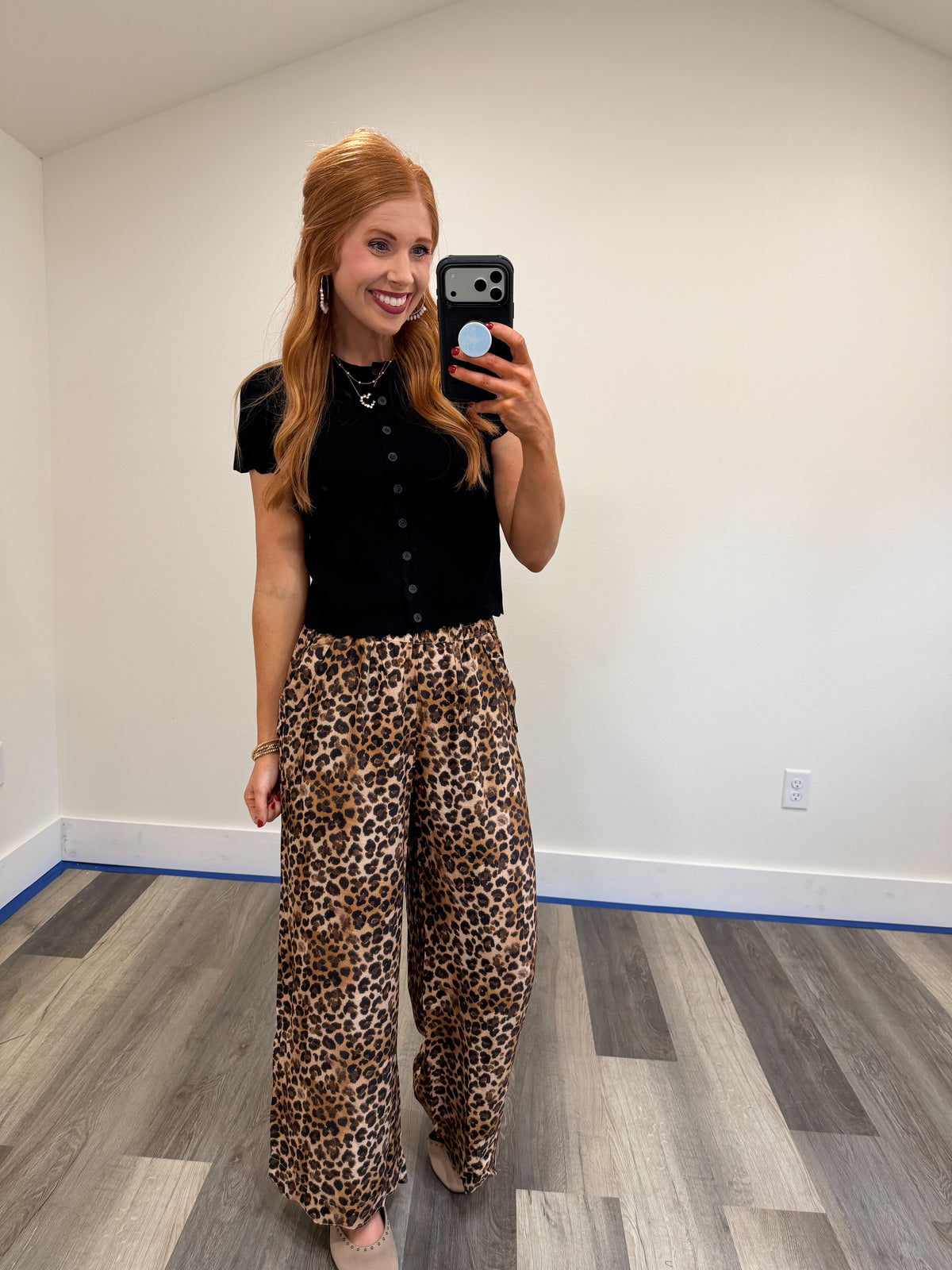 Leopard Scallop Hem Pants
