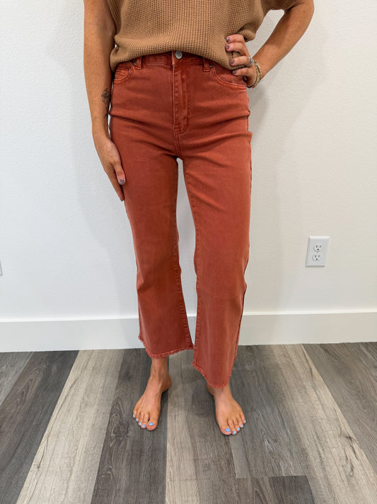 Viral Zenana High Waisted Pants- Rust