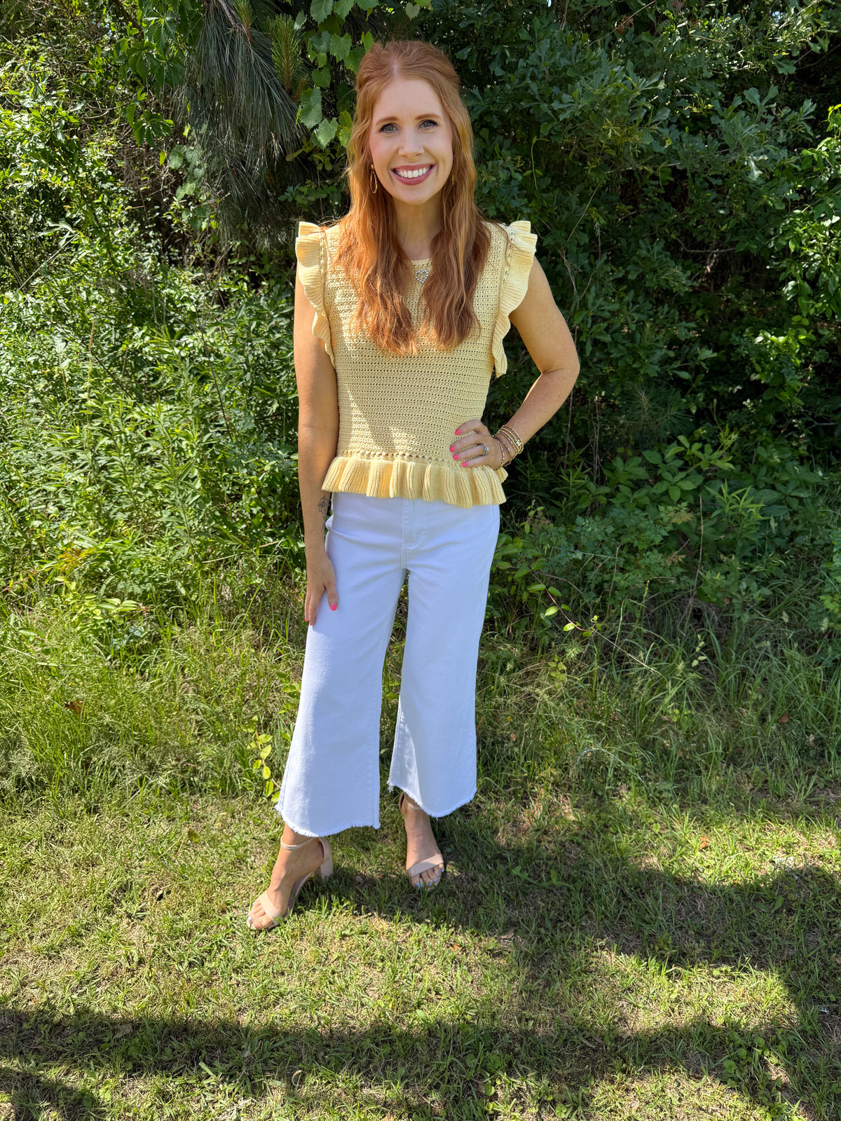 Yellow Ruffled Knit Top