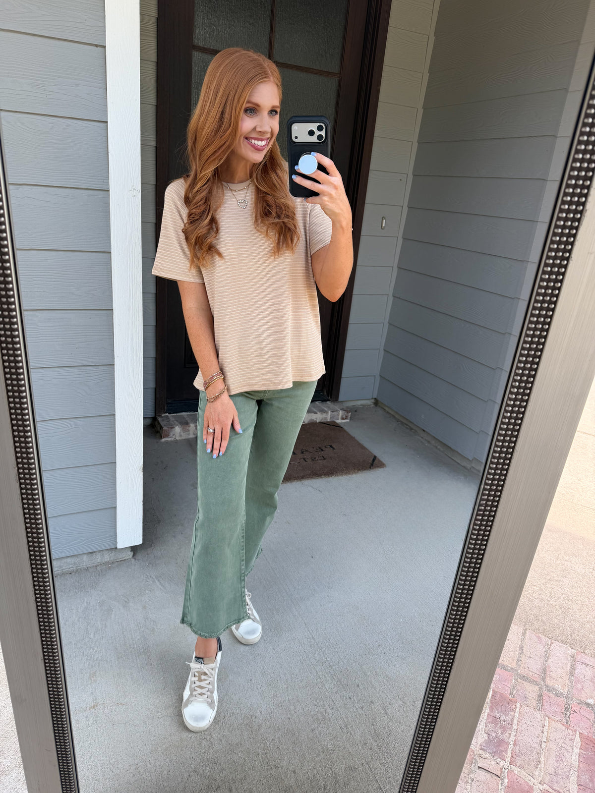 Simply Textured Taupe Top