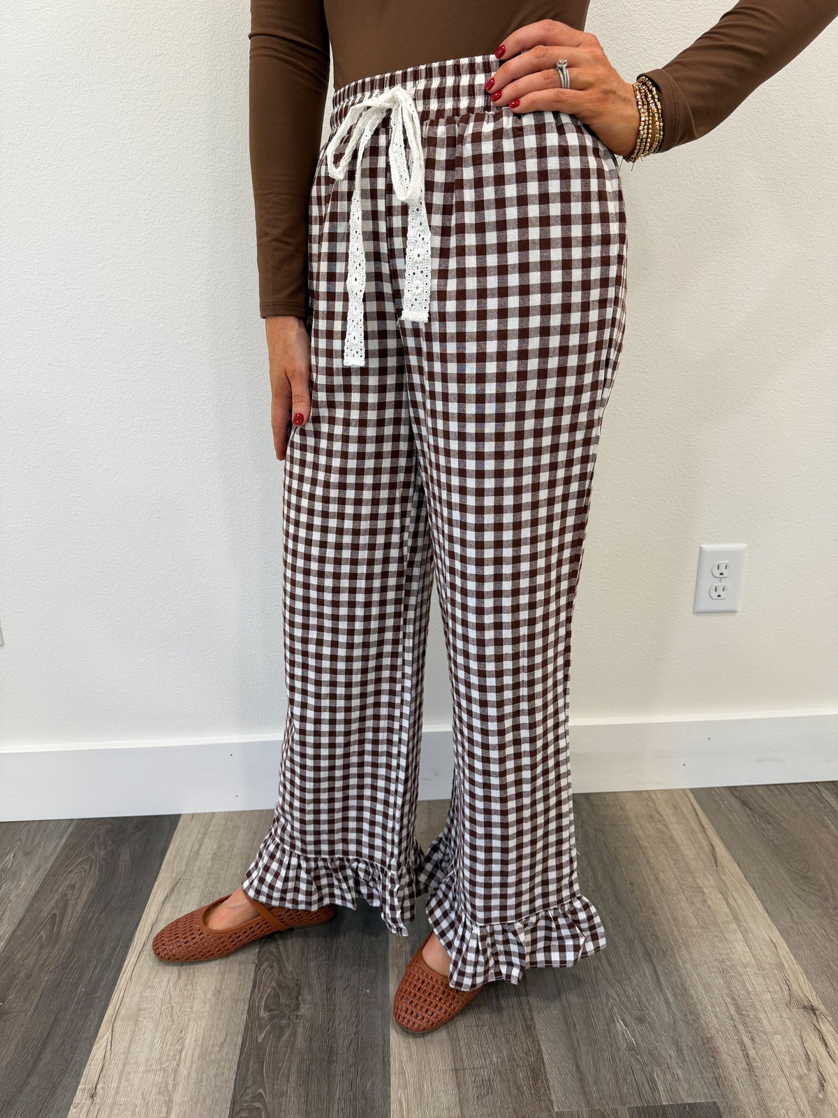 Brown Gingham & Grace Pants