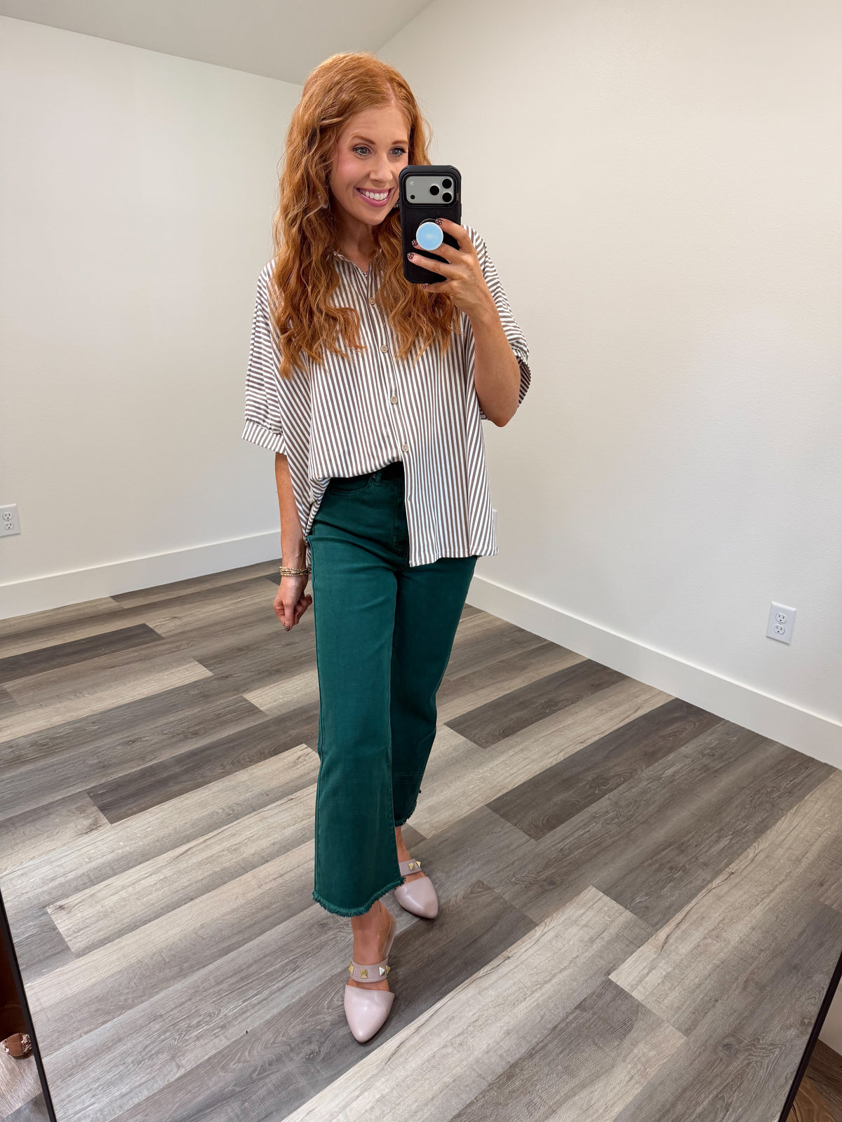 Mocha Pinstripe Top