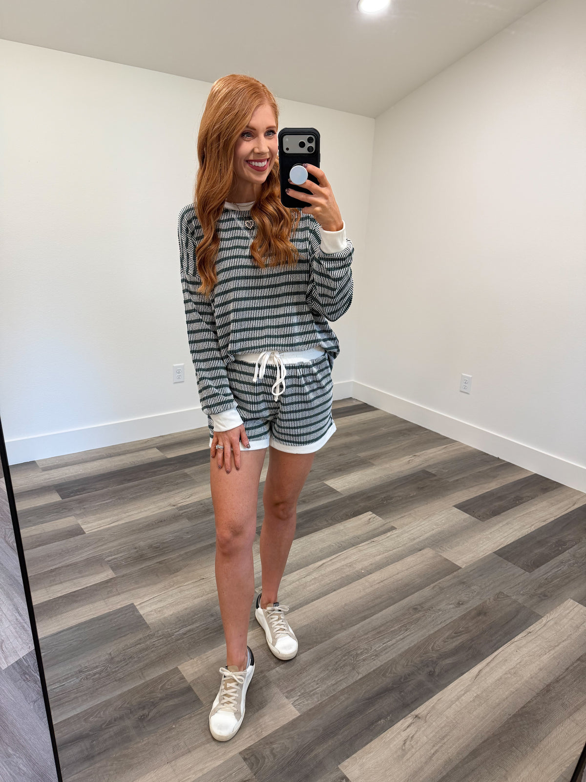 Stripe & Chill Set-Hunter Green