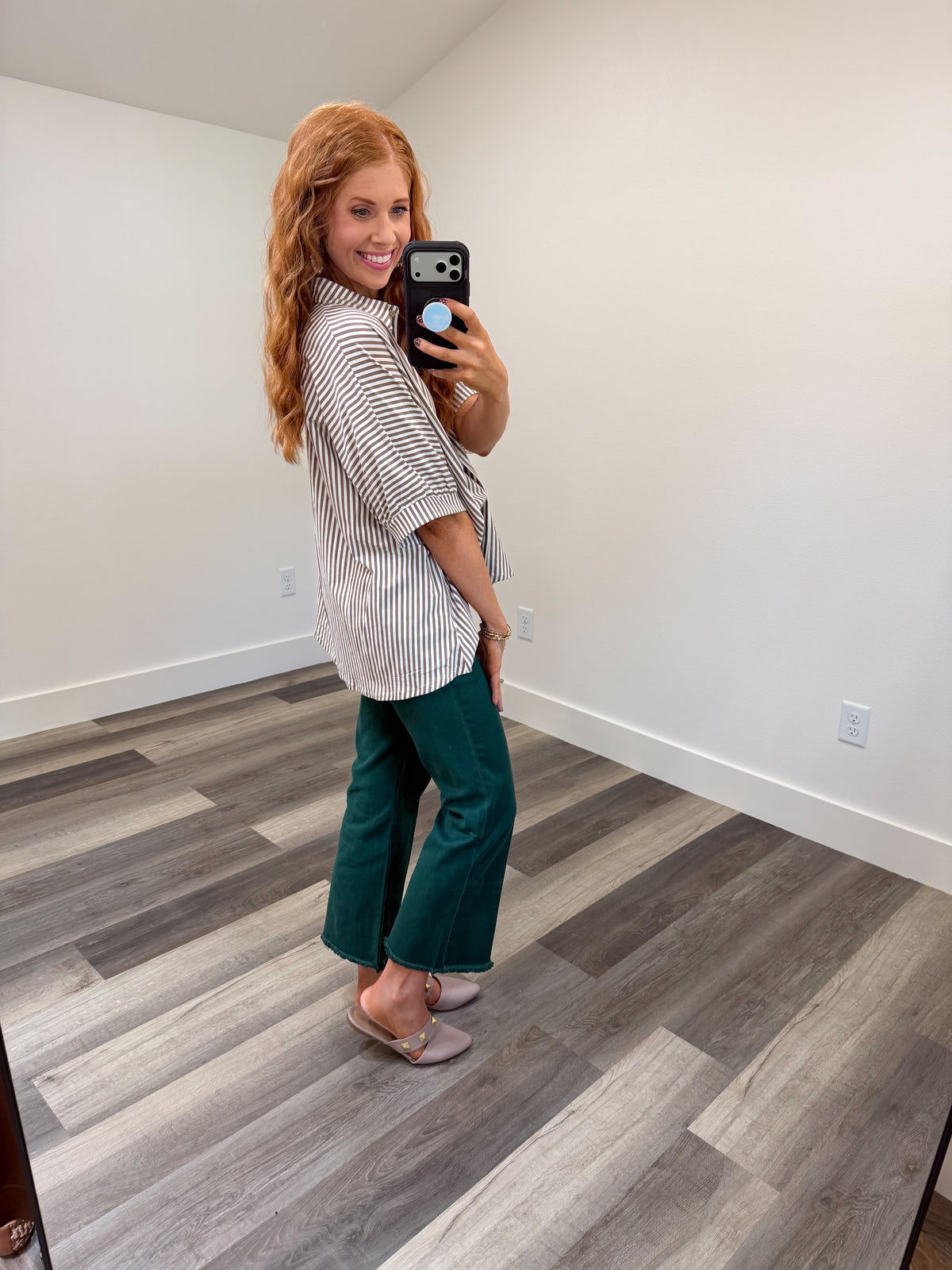 Mocha Pinstripe Top