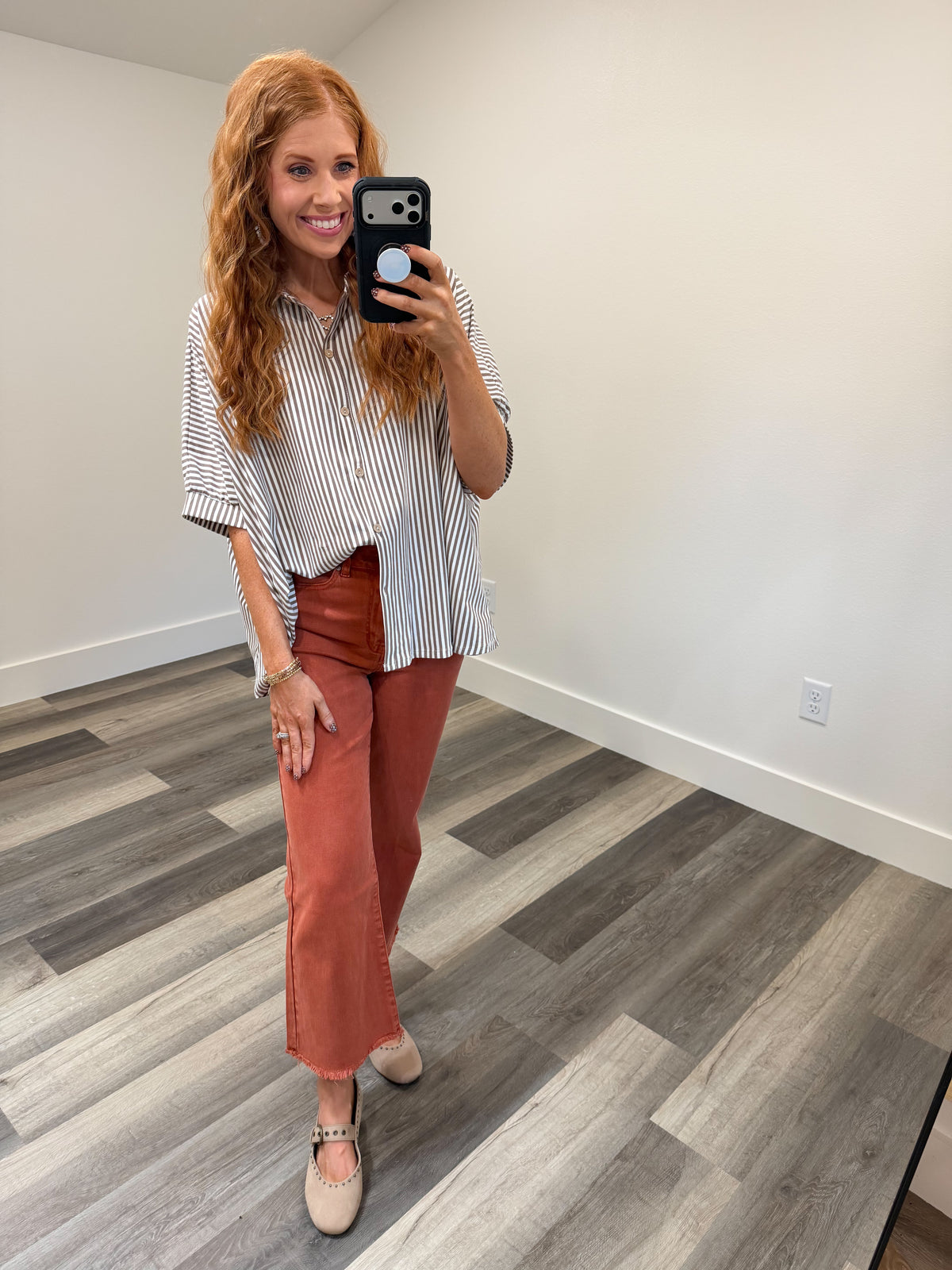 Mocha Pinstripe Top