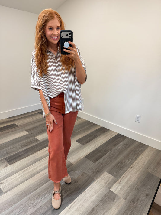 Mocha Pinstripe Top