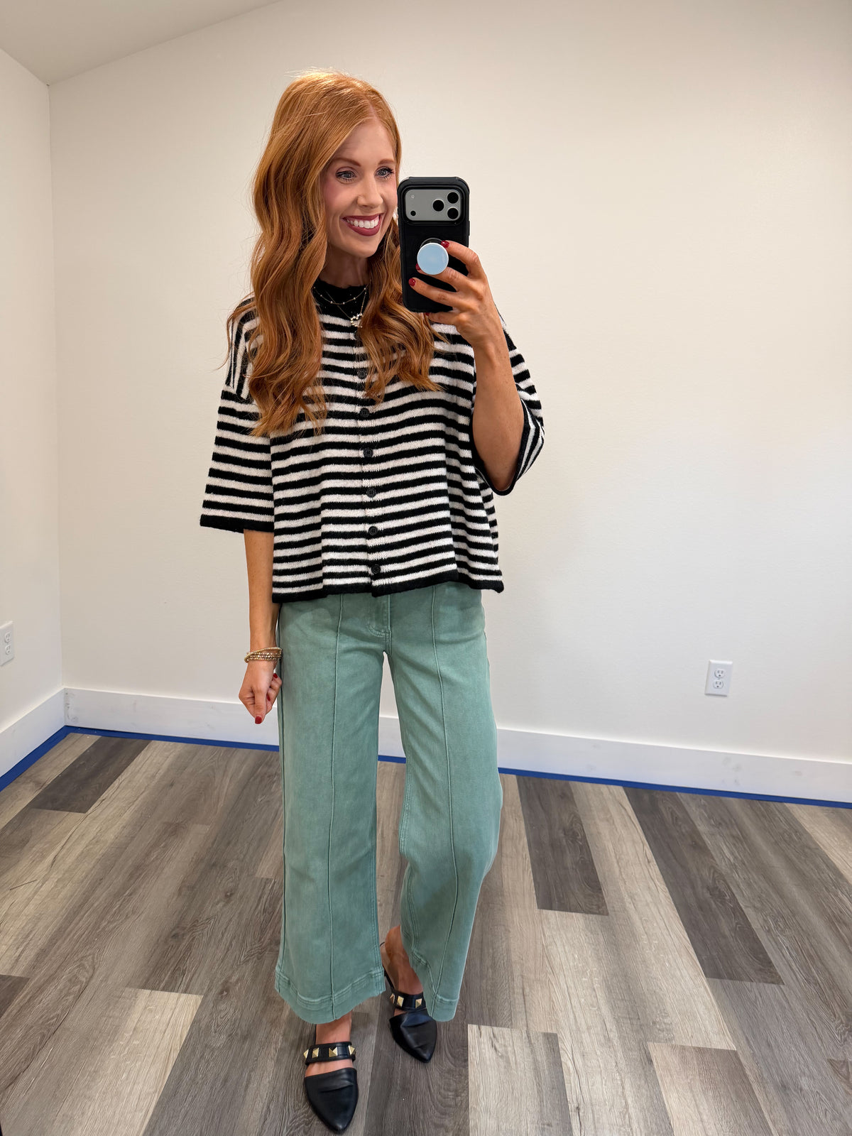 Black & White Striped Cardigan