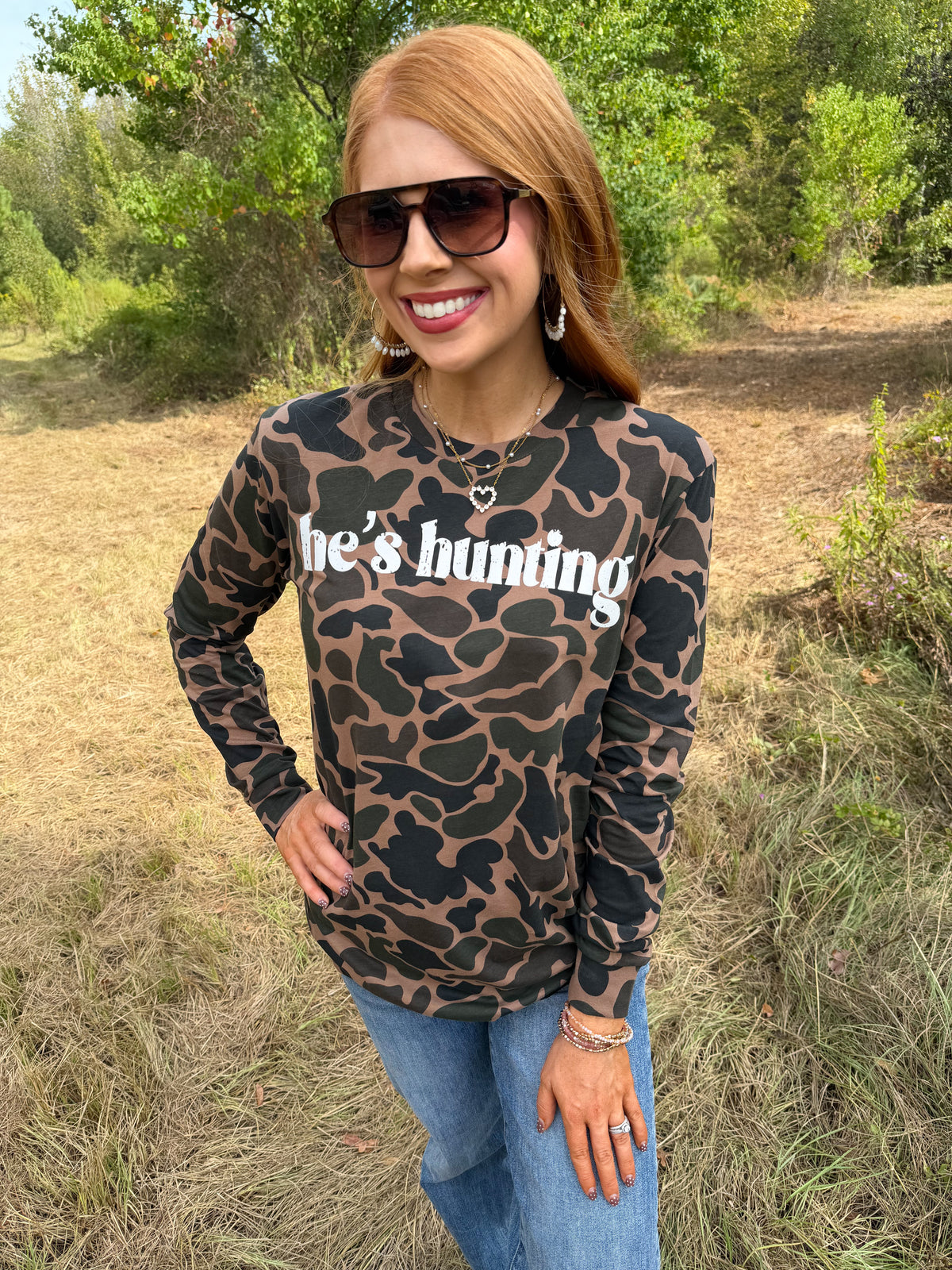 He’s Hunting Long Sleeve Top