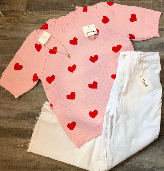 Valentine Heart Pink Sweater