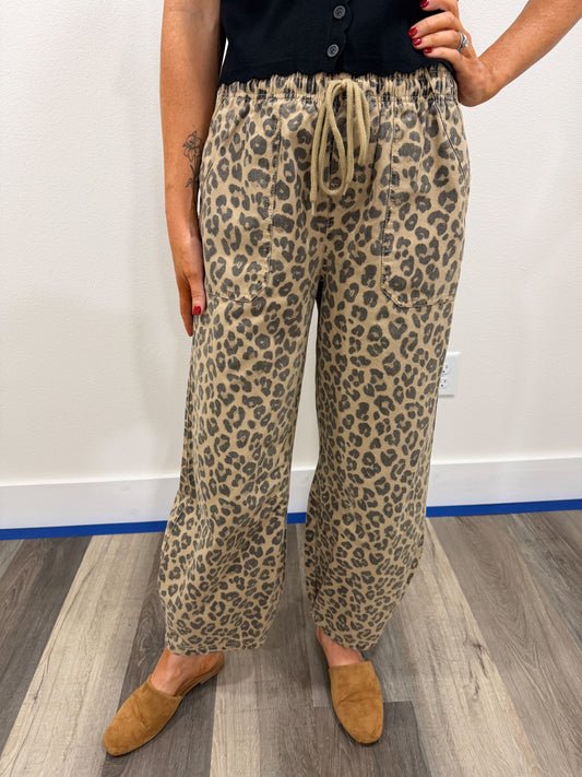 Leopard Drawstring Pants