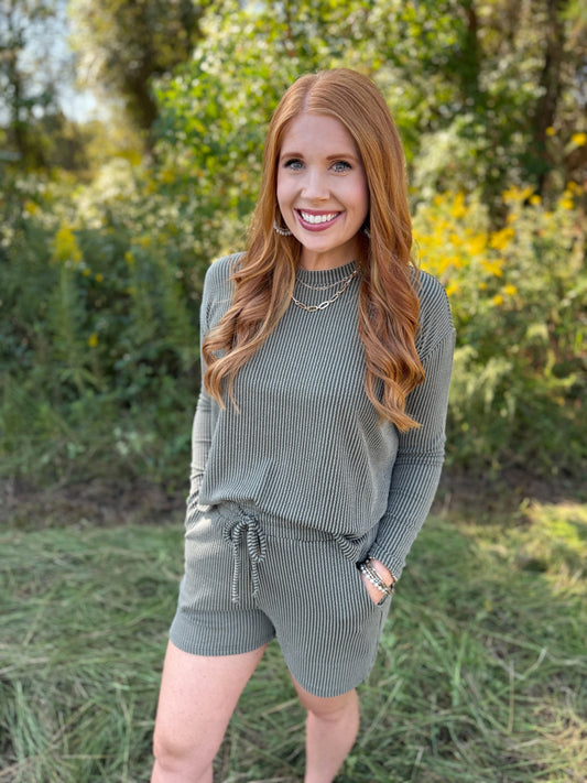 Ribbed Long Sleeve & Short Set