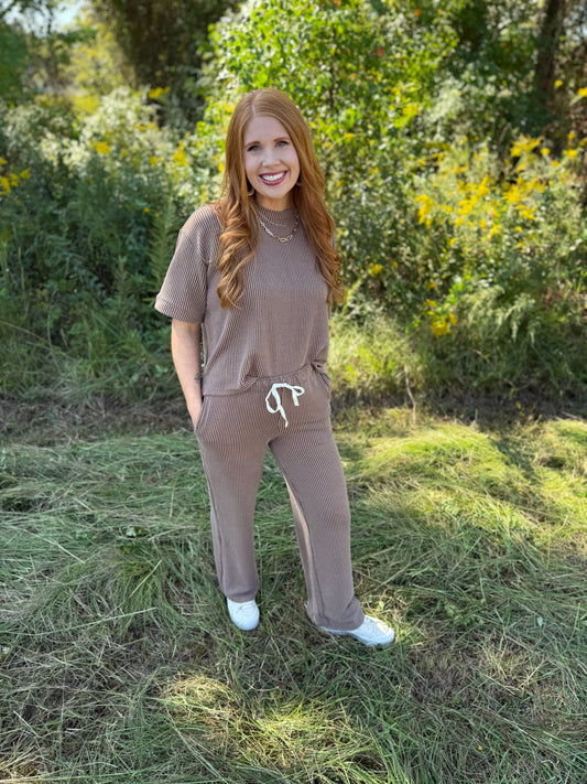 Ribbed Short Sleeve & Pant Set