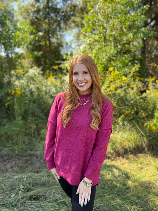Cabernet Drop Shoulder Oversized Sweater