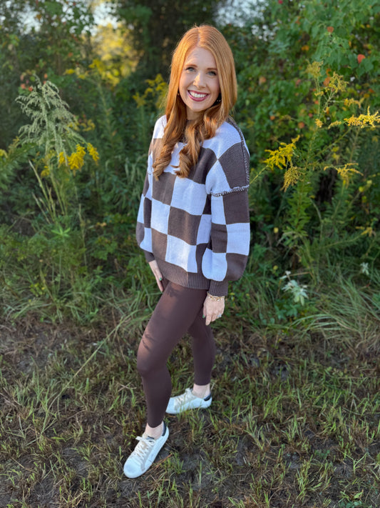 Brown Checkered Sweater