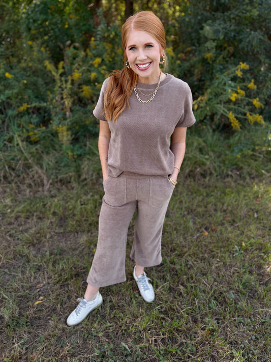 Corduroy Cropped Pant Set